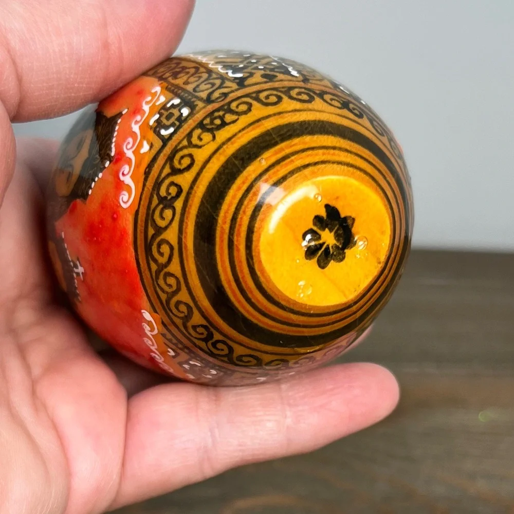 Vintage Hand Painted Wooden Egg Russian Orthodox Religious Art Passion Egg 3.5” - Picture 9 of 16